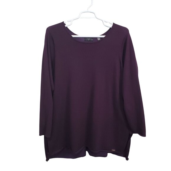 Tahari Woman 2X Top Light Knit Tunic Stretch Rayon Blend Casual Chic Minimalist - Picture 2 of 12